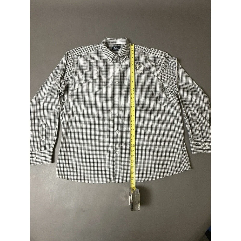 Cutter & Buck New Orleans Saints NFL Charcoal long sleeve dress shirt Men's XXL